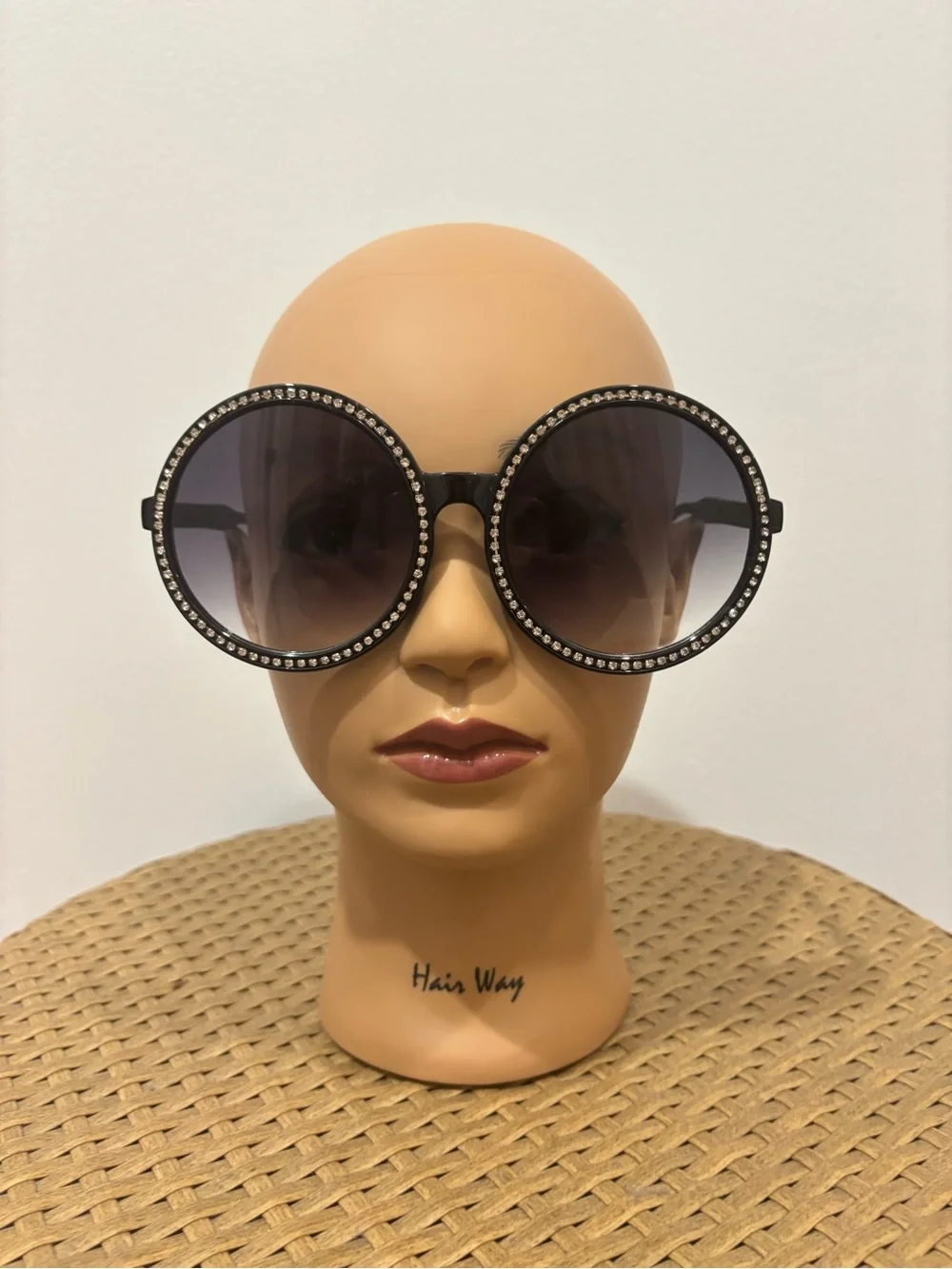 NY Sunglasses Black Round Rhinestone